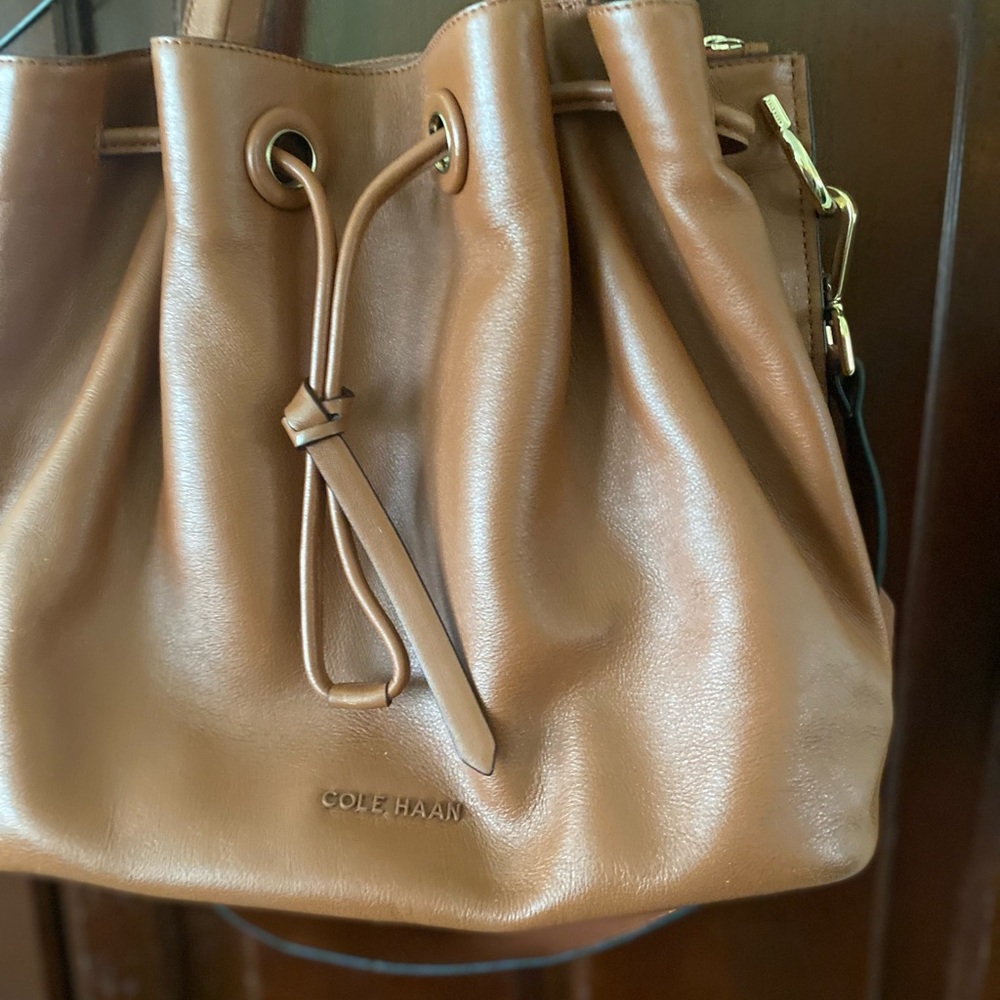 Cole Haan Tan Shoulder Bag with Luxurious Leather Finish